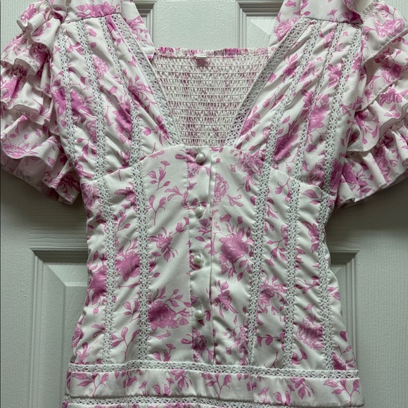 Pink Floral Ruffle Dress - Picture 2 of 5